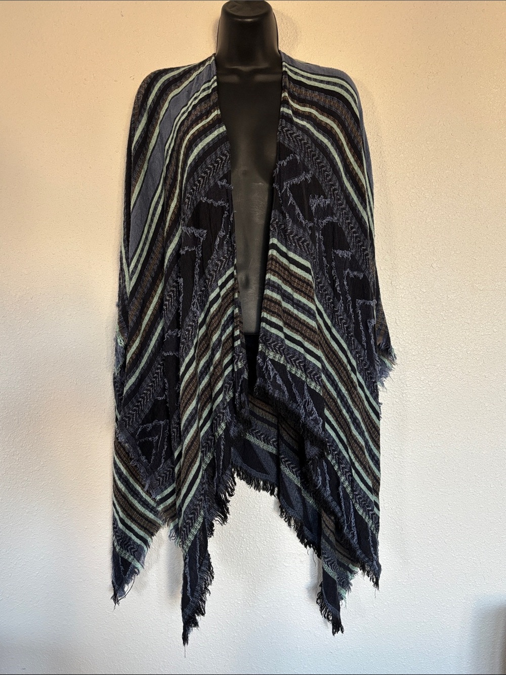 striped poncho cotton BCBG